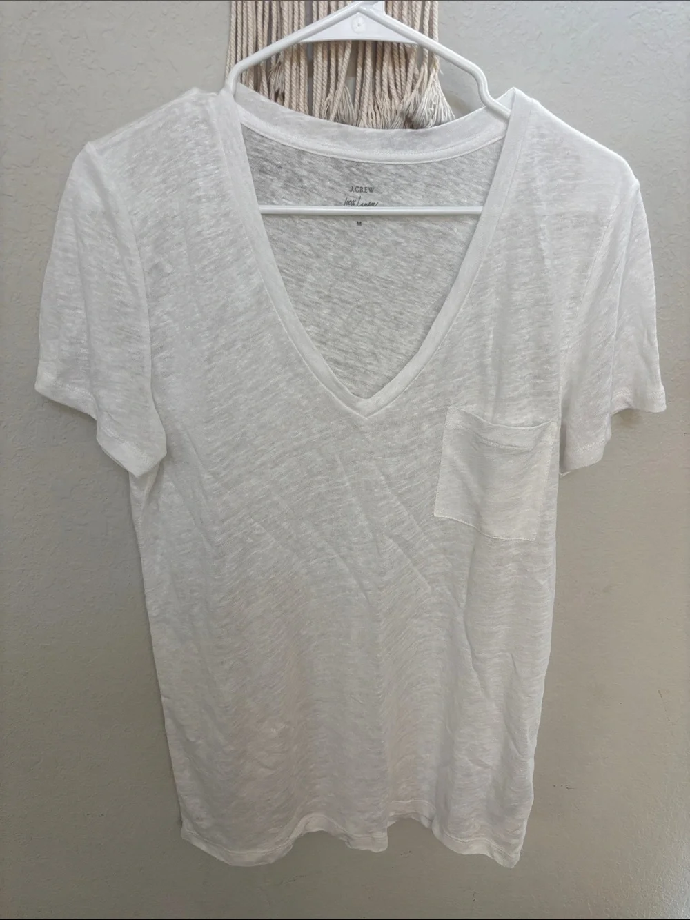 J. Crew White 100% linen V-Neck slubTank - Picture 2 of 6